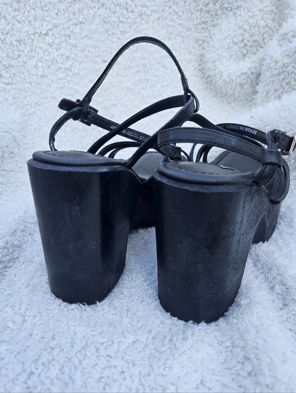 Y2K Vintage Steve Madden Black Strappy Platform Sandals - Picture 5 of 7
